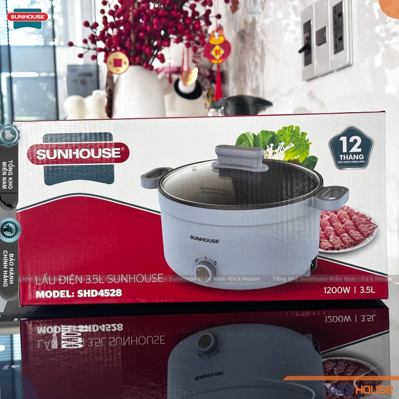 Nồi lẩu điện 3.5L lòng nồi INOX -  Sunhouse SHD4528 - 1200W